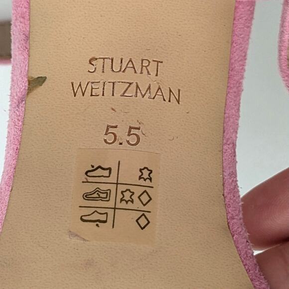 Stuart Weitzman Crystal Buckle 75 Block Heel Sandals Pink Size US5.5 EU36 - Picture 11 of 12